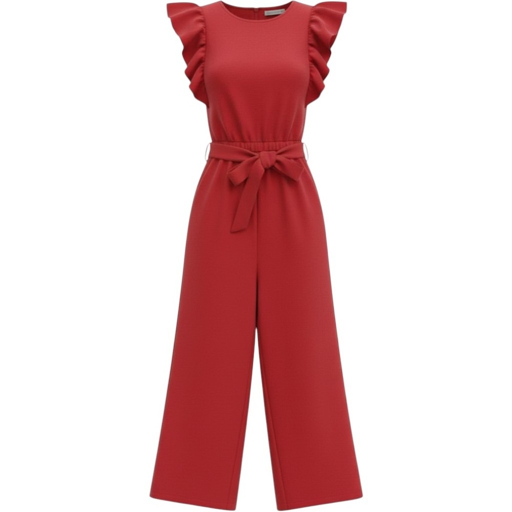 GB Girls Red Ruffle Sleeve Wide Leg Jumpsuit Size 7 Tie Waist GD8069CES4